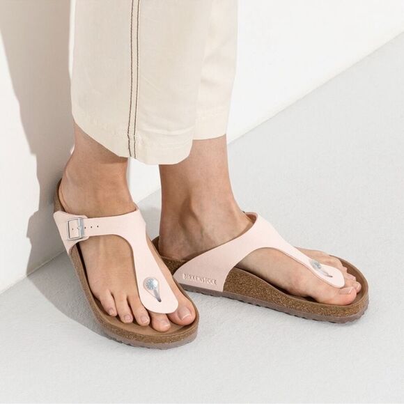 Birkenstock Gizeh Vegan Birko-Flor Birkibuc in Light Rose Pink - Picture 1 of 14